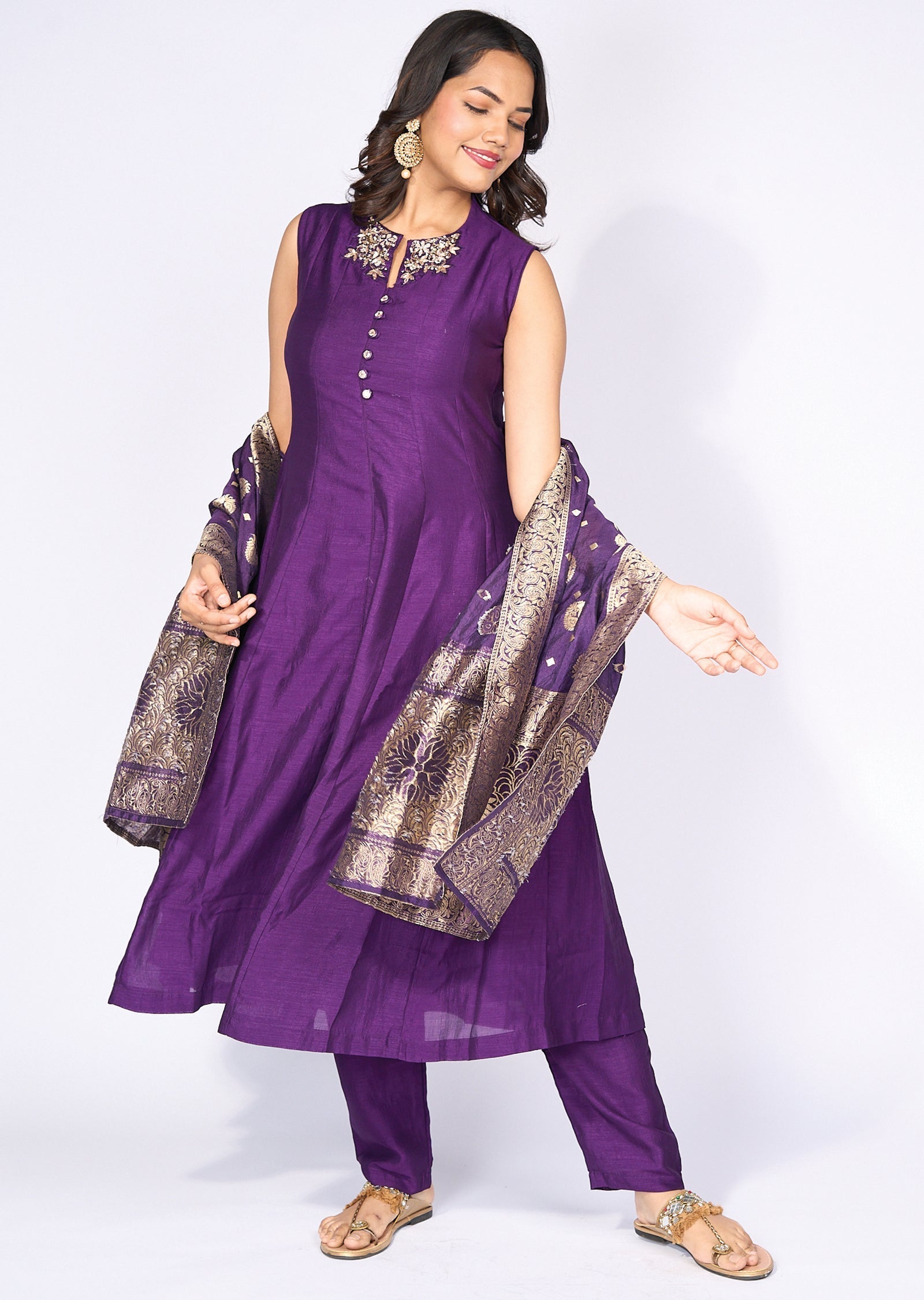 Purple Silk Anarkali