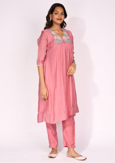 Pink Silk Anarkali Suit