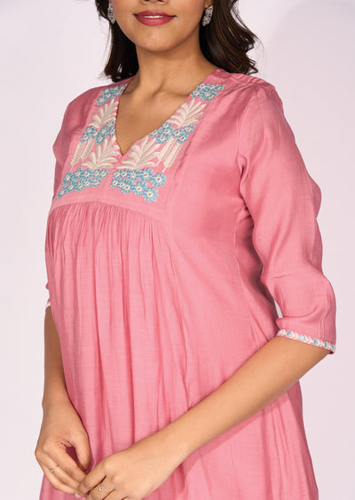 Pink Silk Anarkali Suit