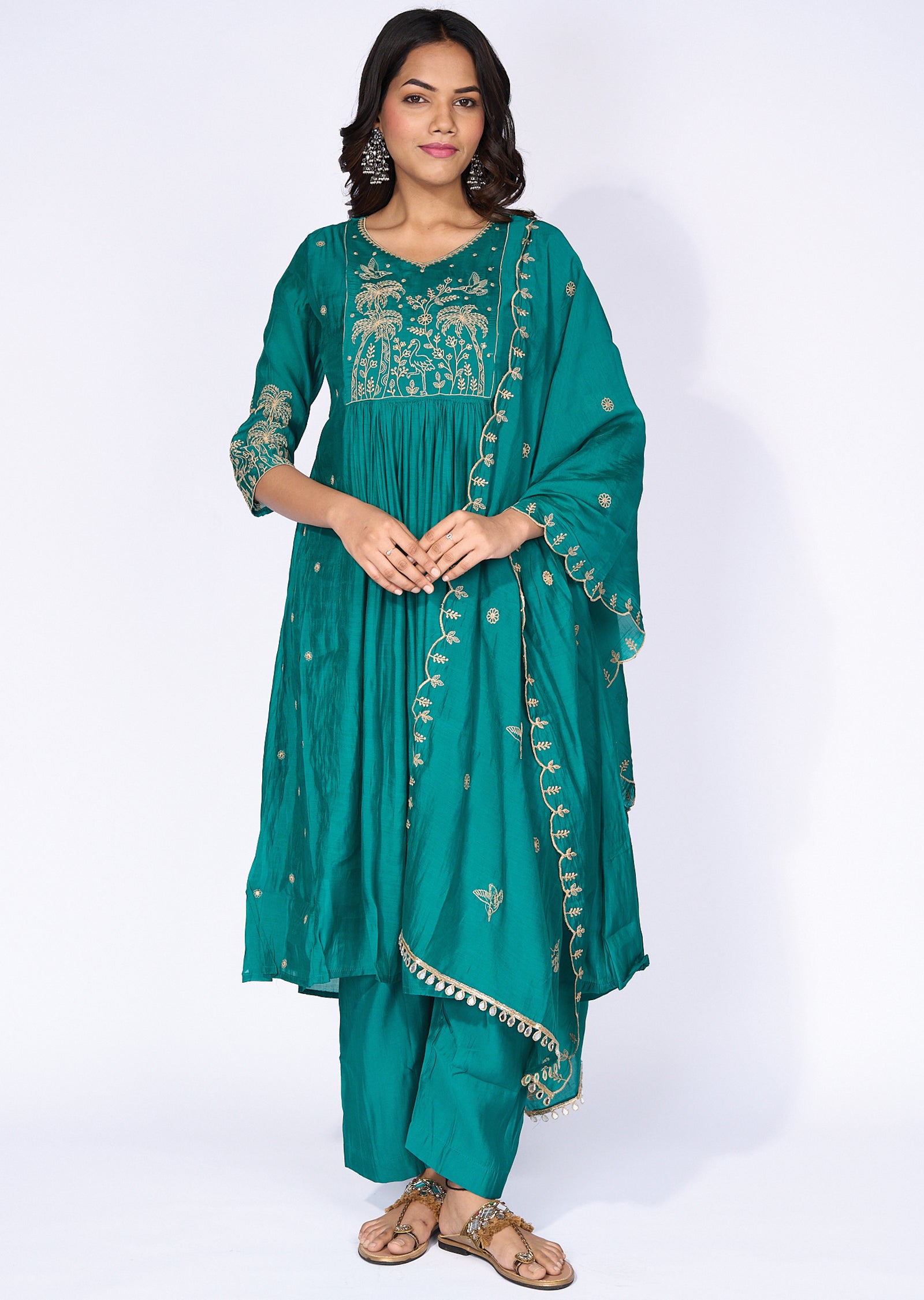 Green Silk Anarkali Suit