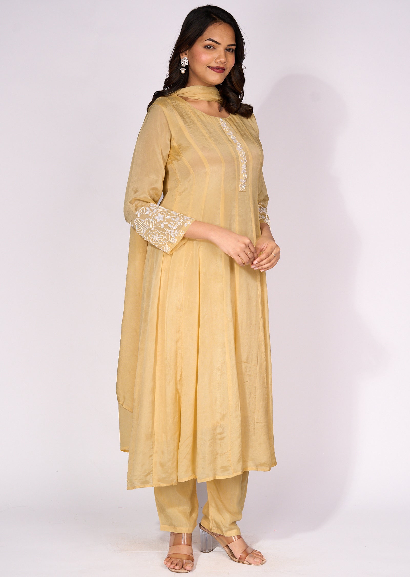 Yellow Silk Anarkali Suit