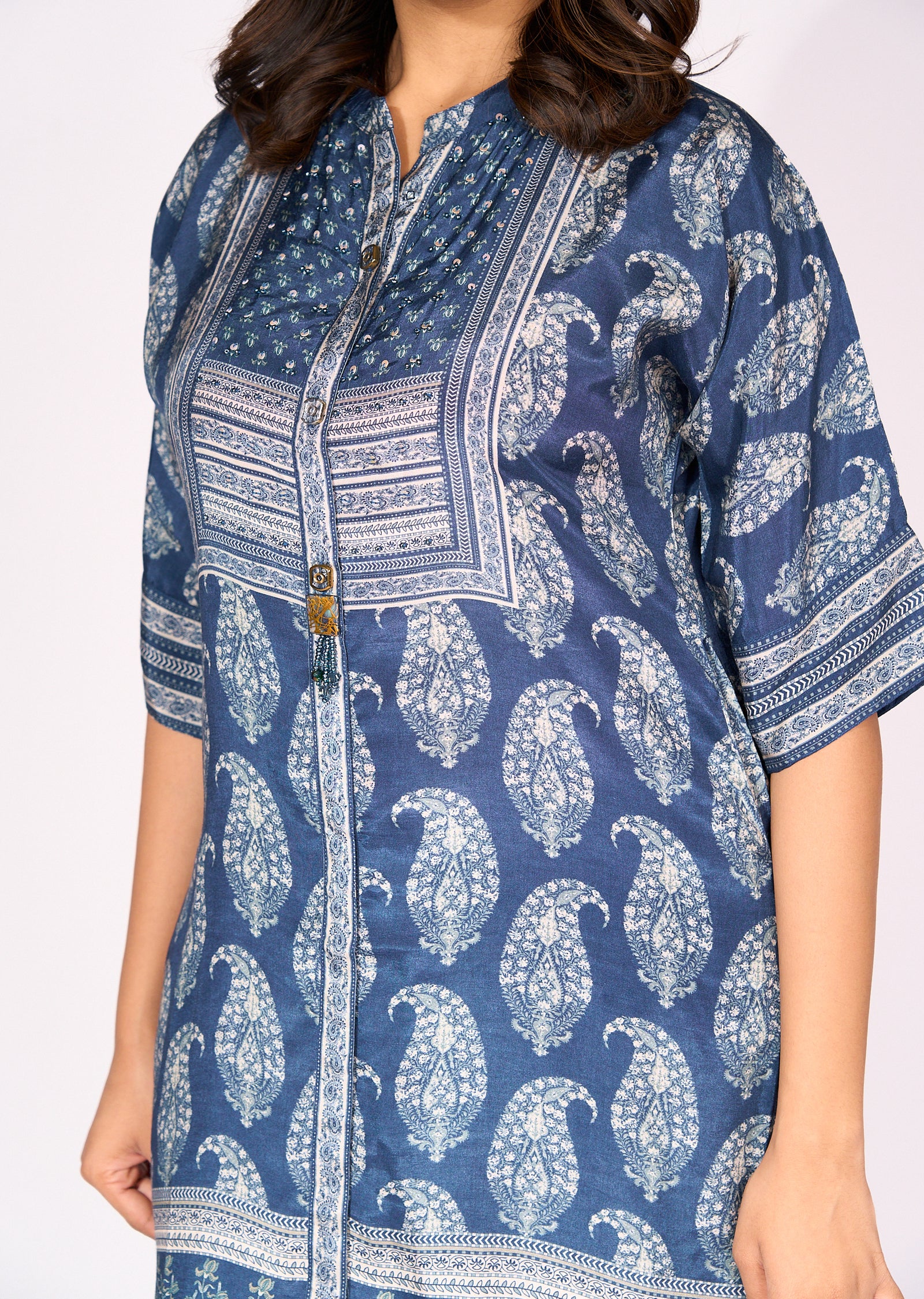 Blue Crepe Sharara Set