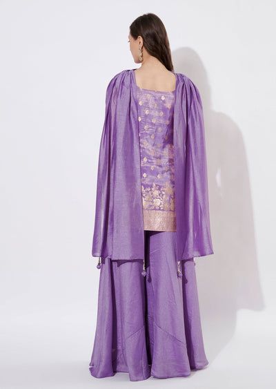 Lavender Tissue Sharara Set