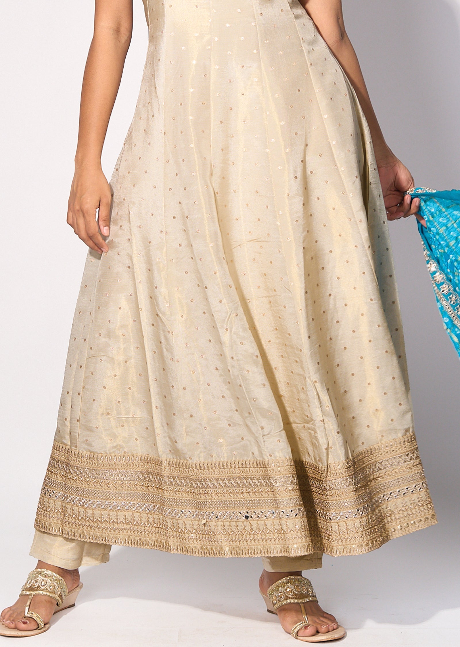 Rama blue Tissue Anarkali