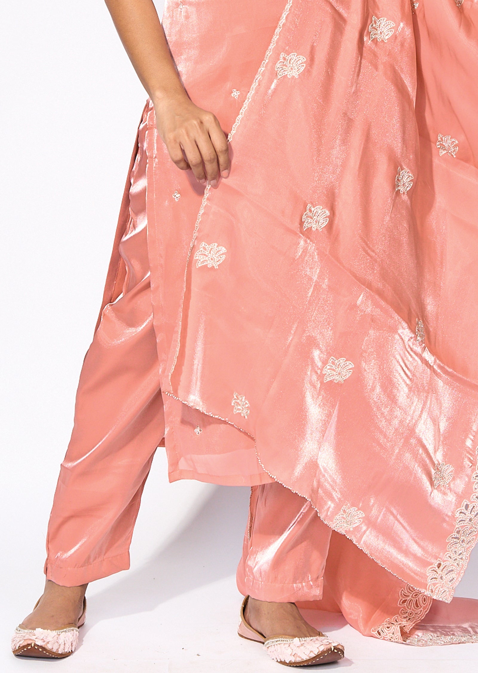 Peach Straight cut kurti Set