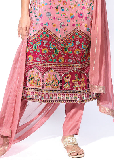 Onion Pink Straight cut kurti Set