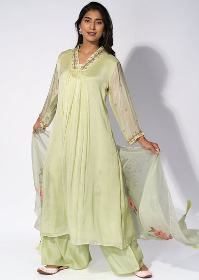 Light Green Chinnon Anarkali