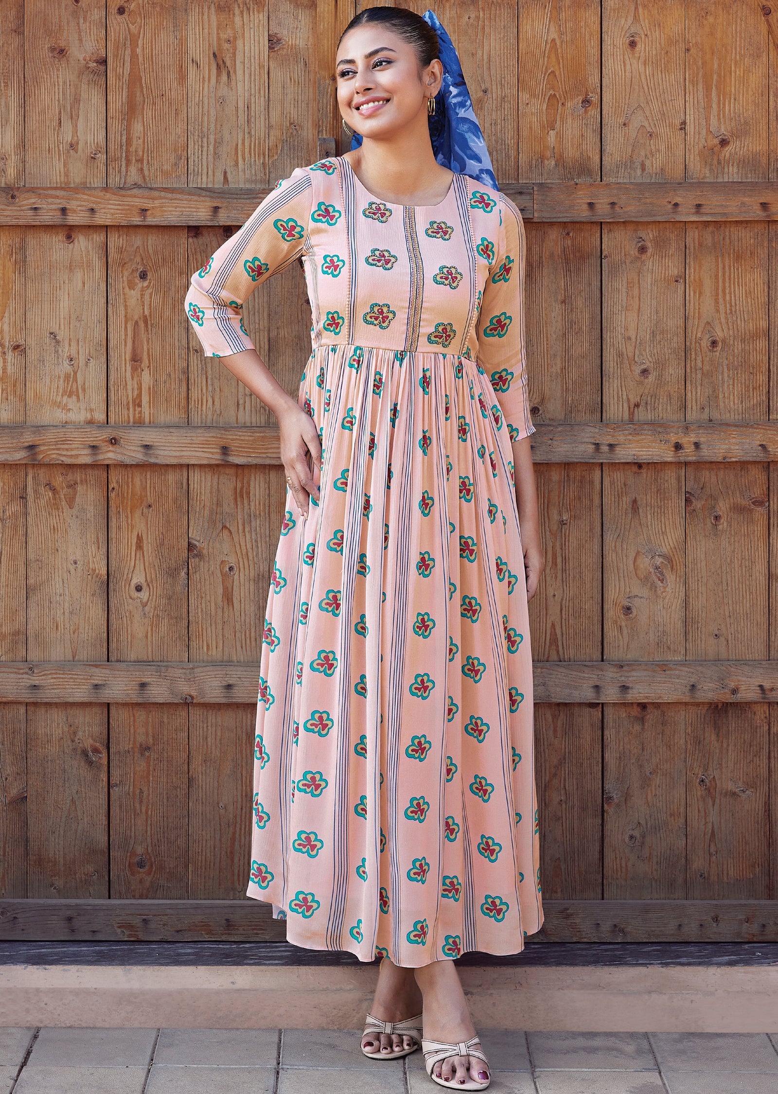 Pink Chinnon Long Kurti