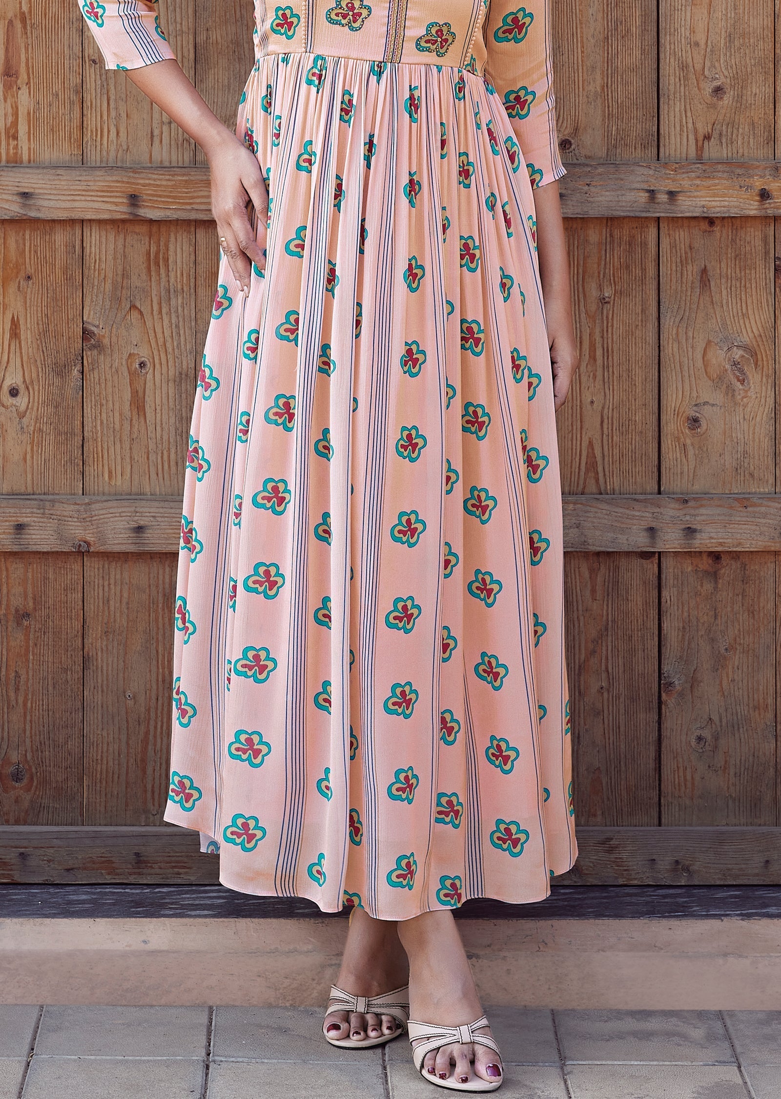 Pink Chinnon Long Kurti