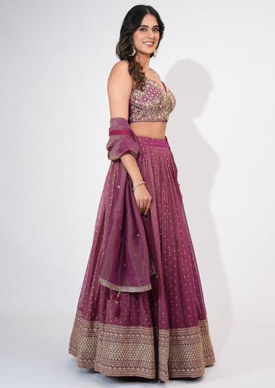 Wine Tissue Crop top Set