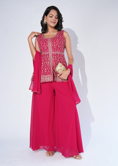 Pink Georgette Sharara Set