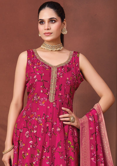 Pink Silk Anarkali Suit