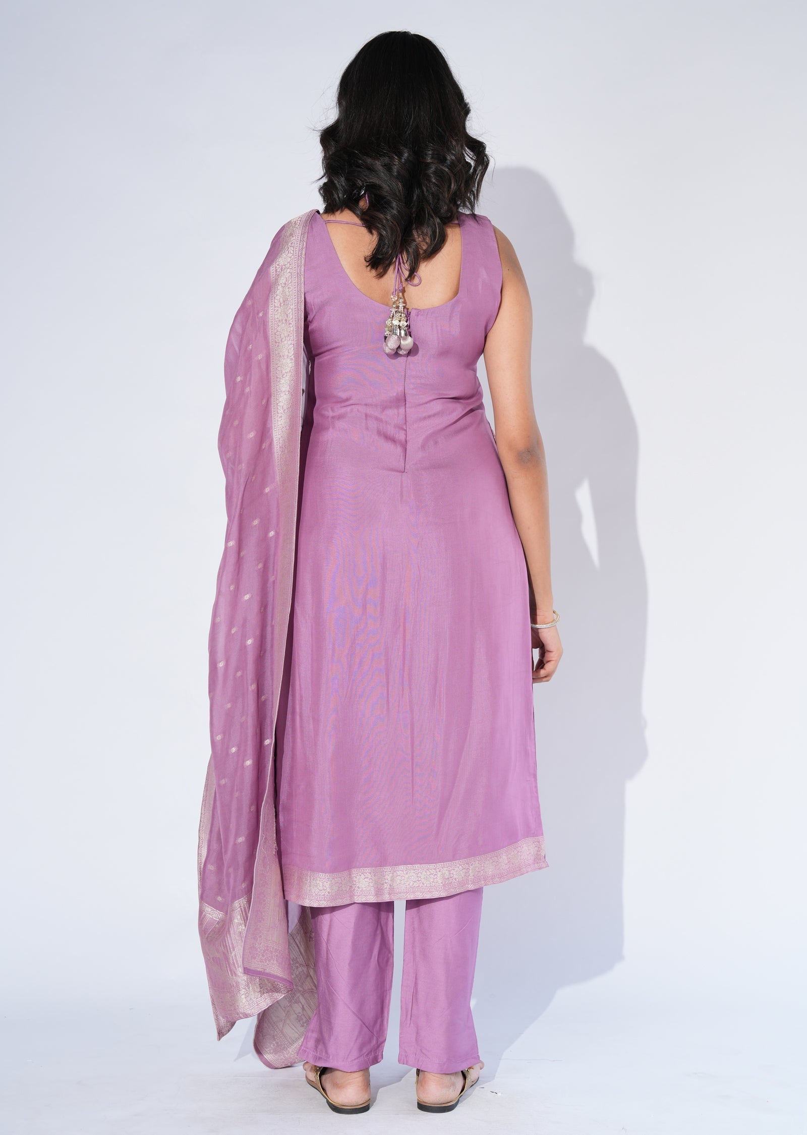 Lavender Silk Straight cut Suit