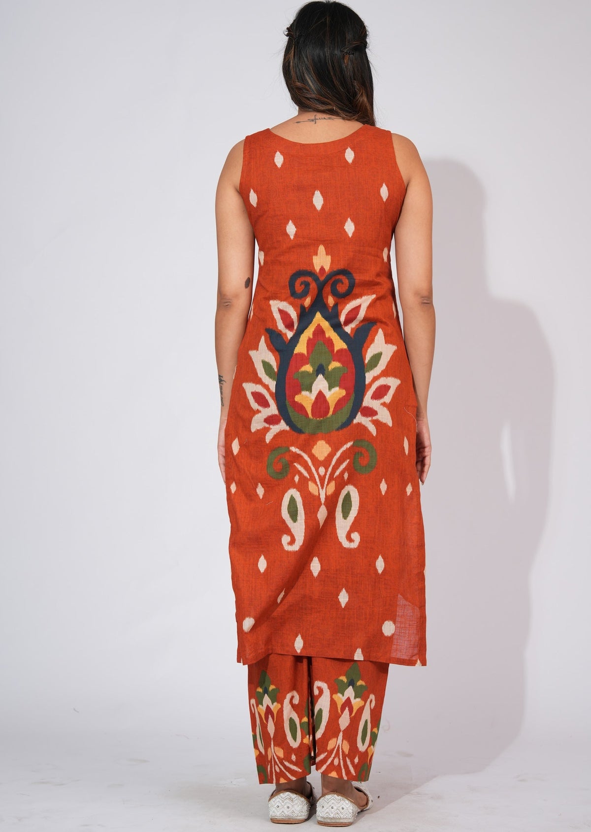 Rust Cotton Straight cut Kurti set