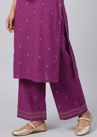 Magenta Cotton Kurti Set