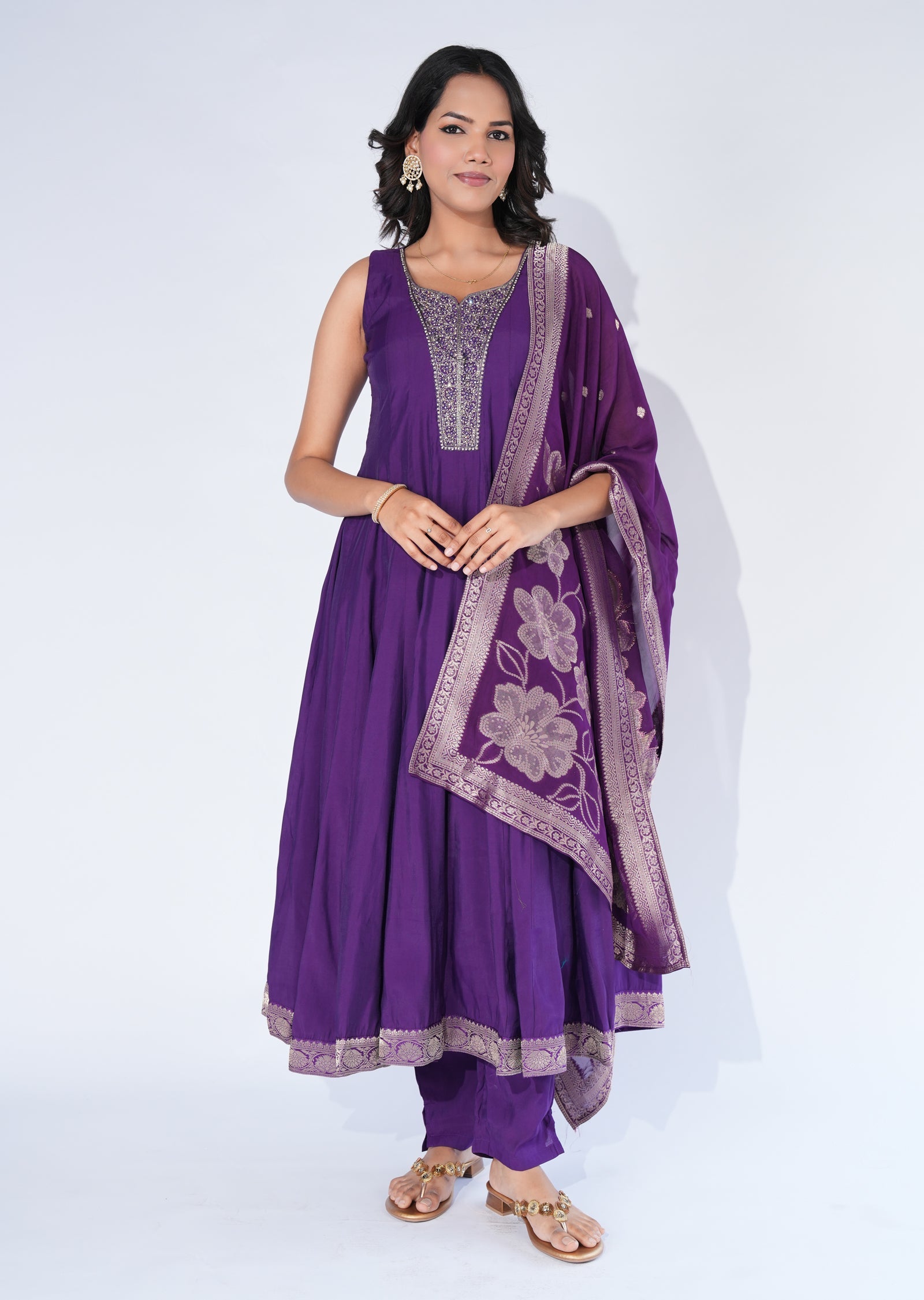 Purple Silk Anarkali Suit