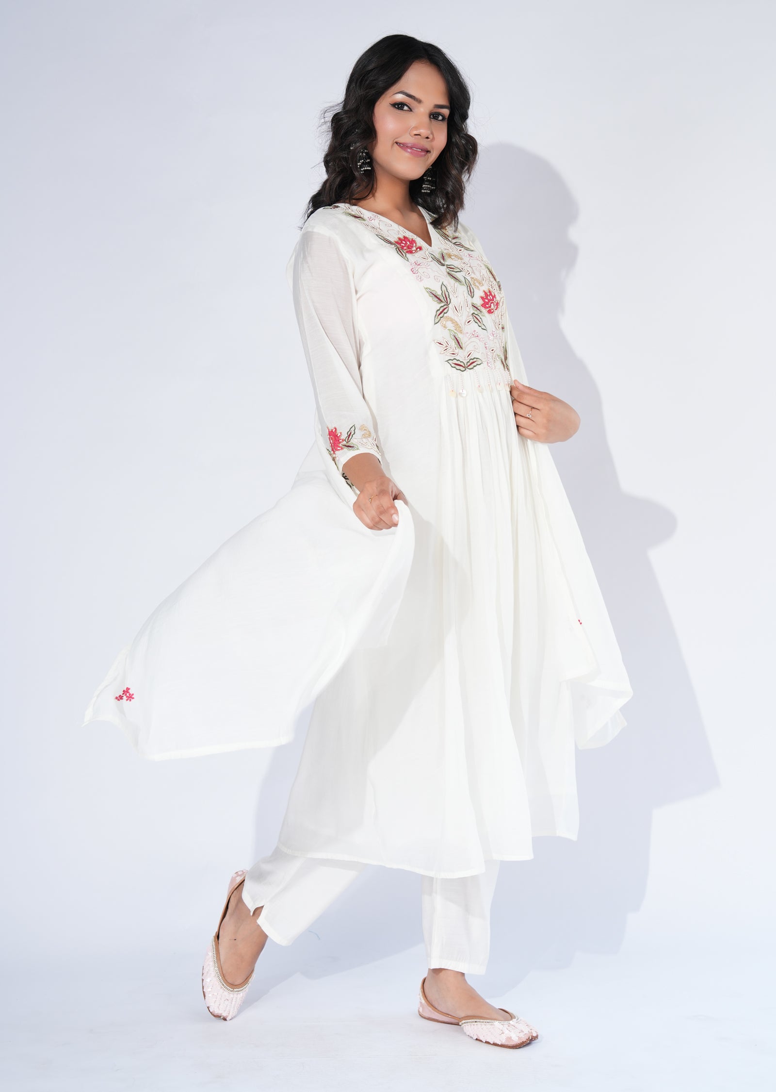 White Crepe Anarkali Suit