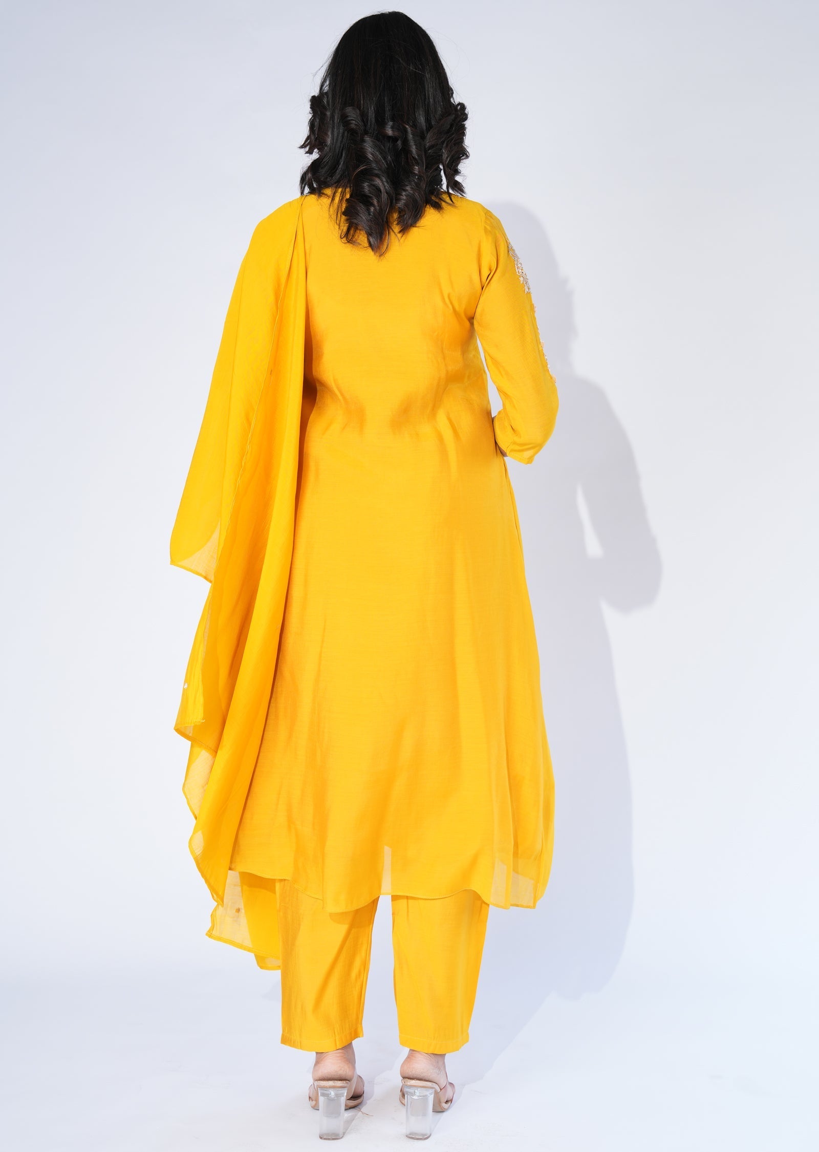 Mustard Silk Anarkali Suit