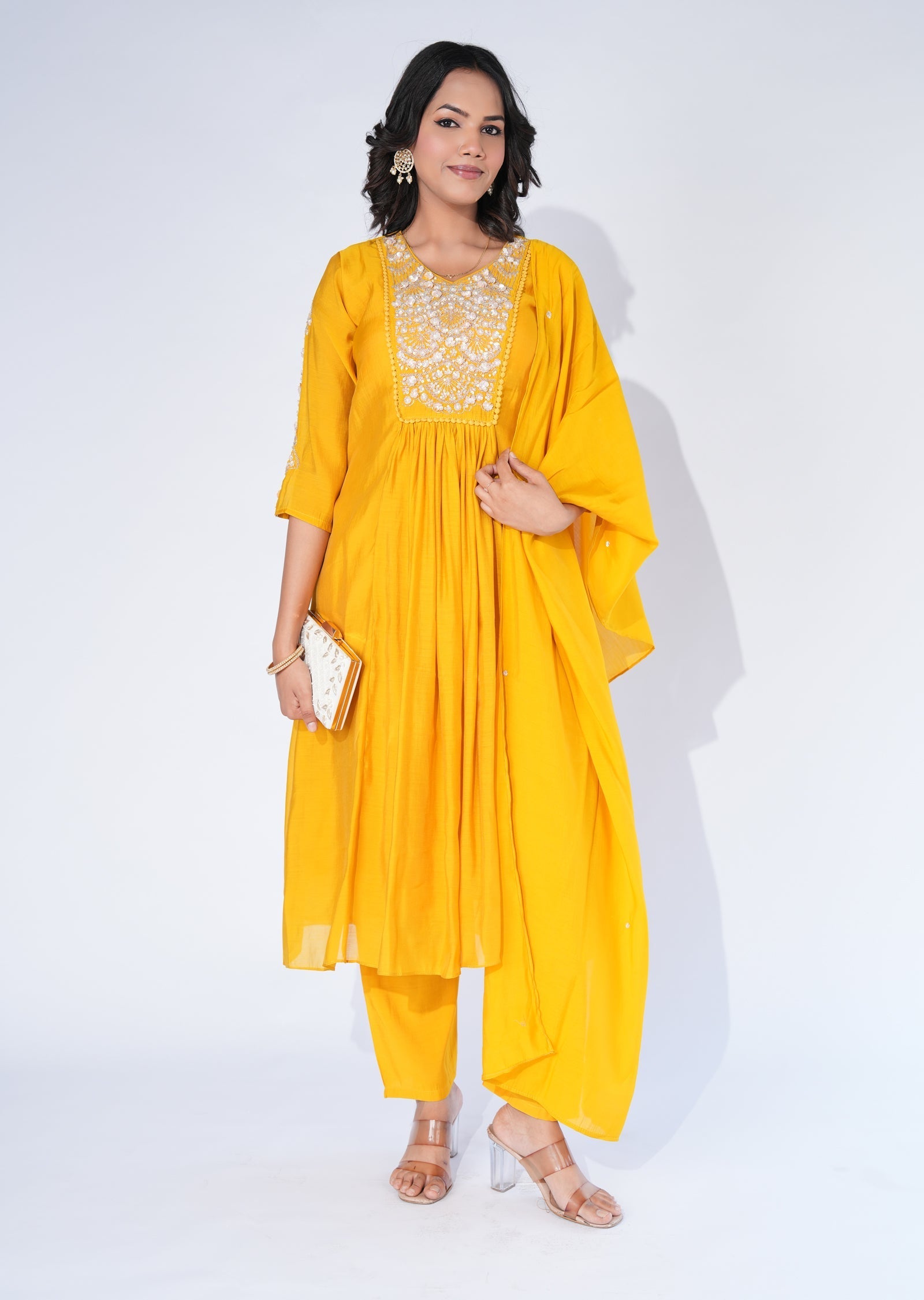 Mustard Silk Anarkali Suit