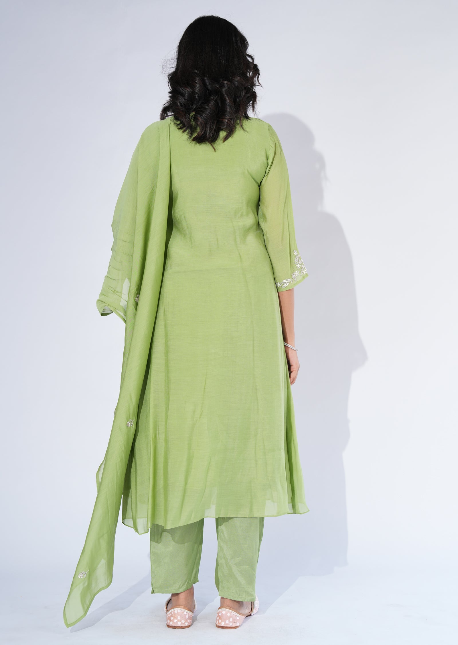 Green Silk Anarkali Suit