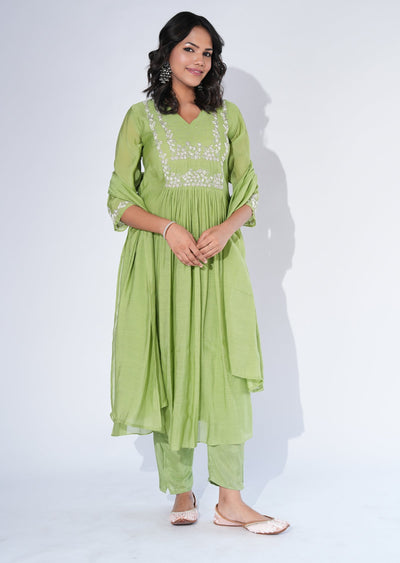 Green Silk Anarkali Suit