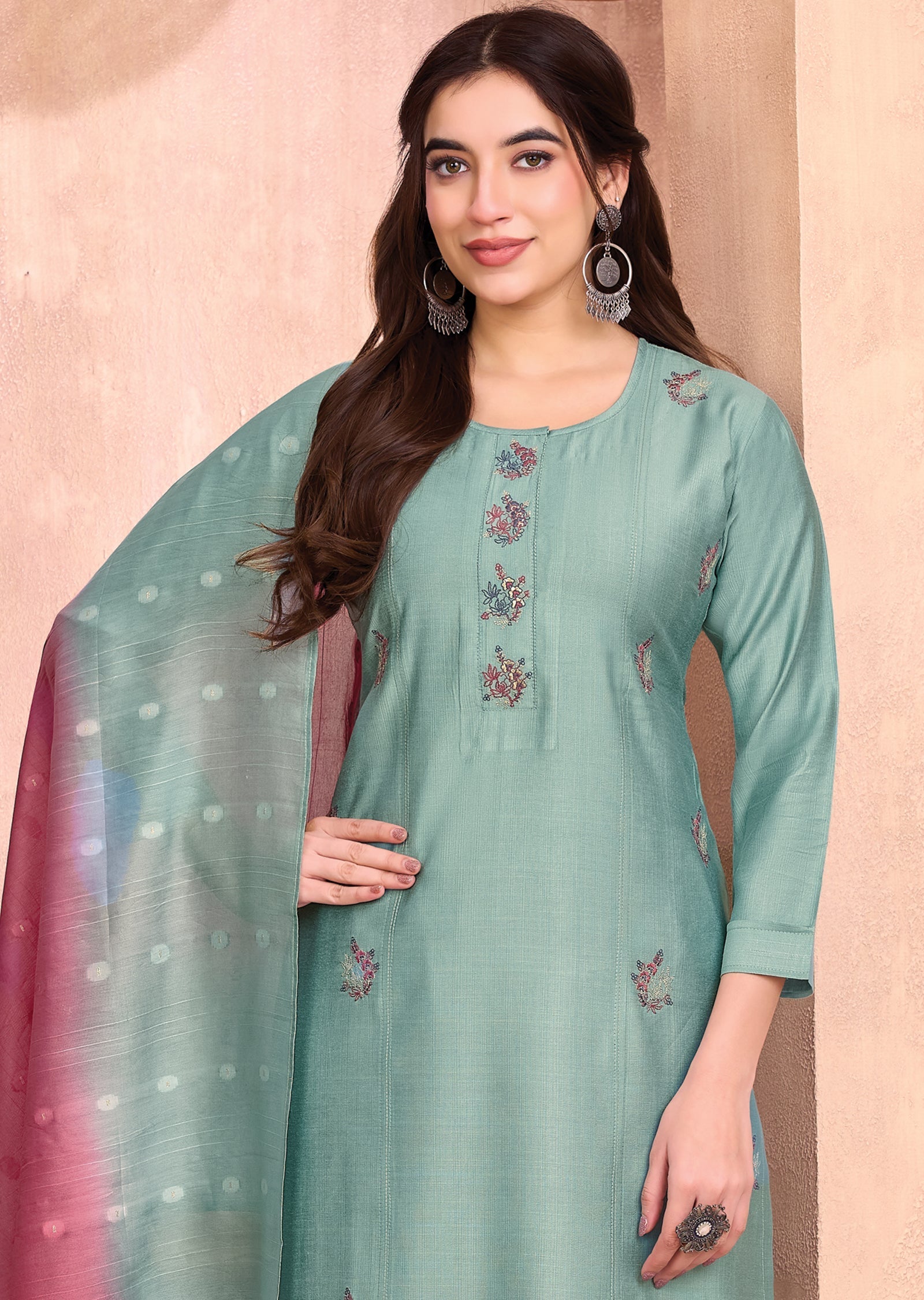 Blue Silk Straight cut suit