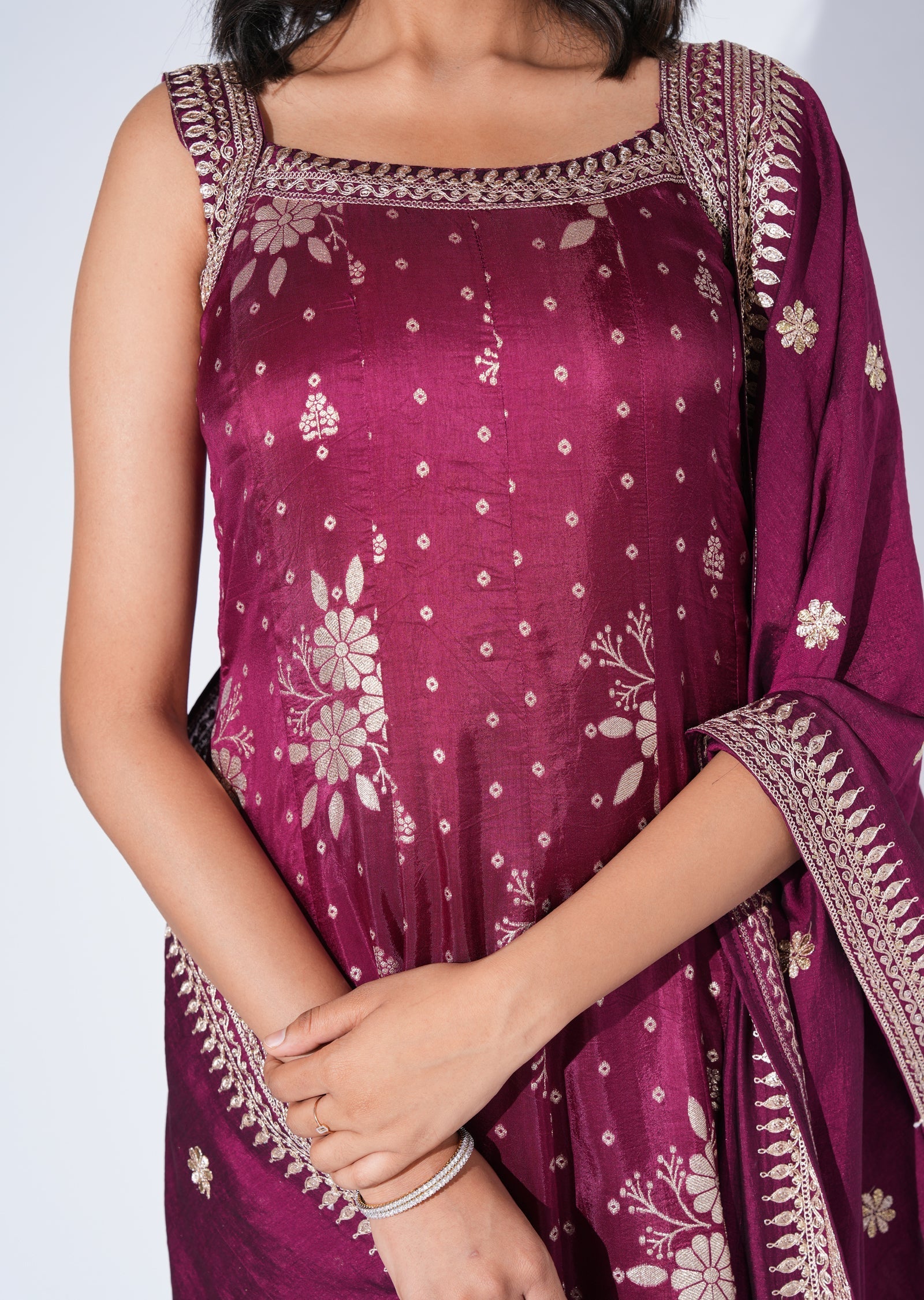 Wine Silk Anarkali Suit