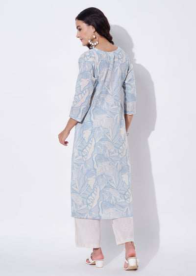 Blue Cotton Straight cut set