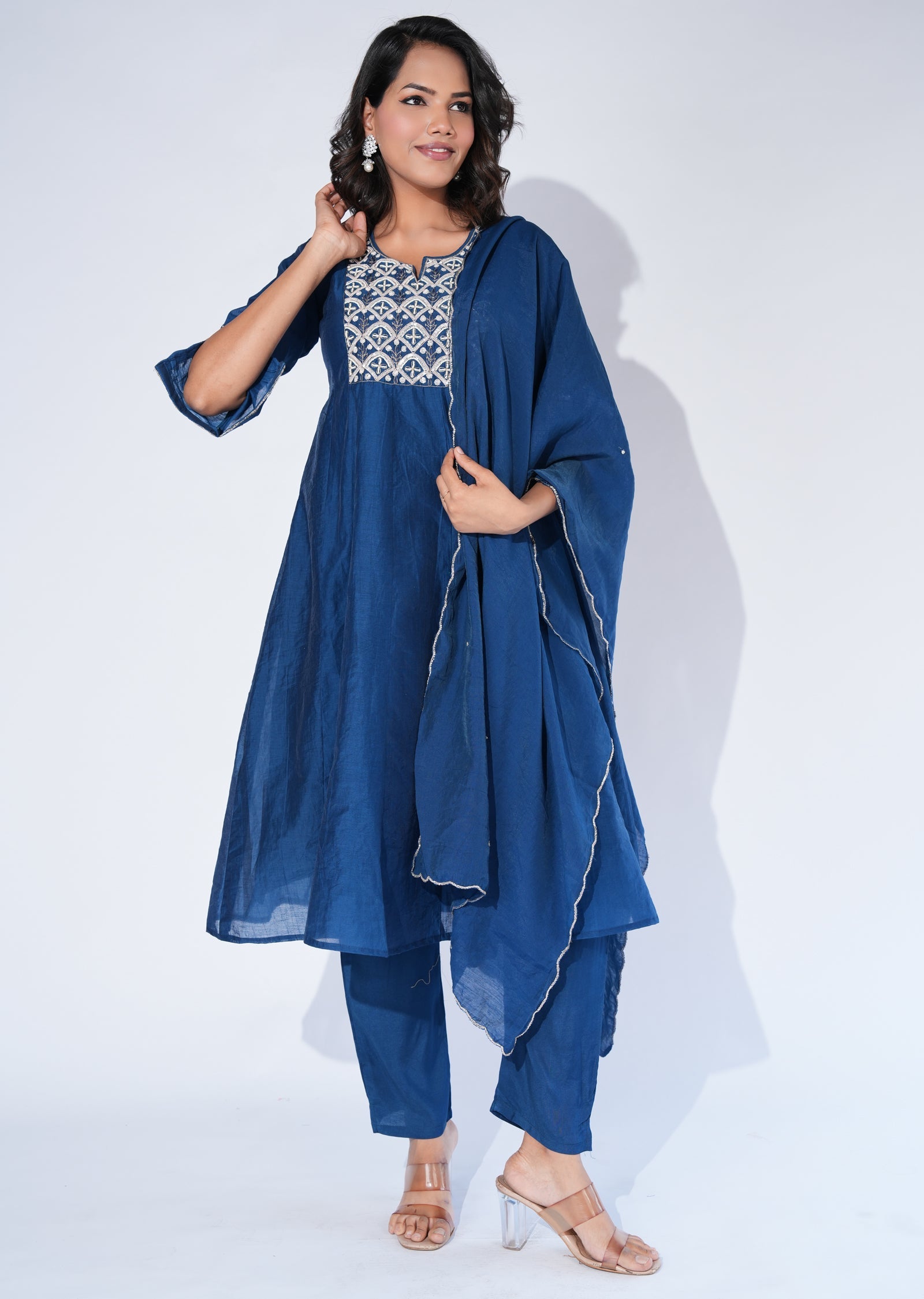 Blue Silk Anarkali Suit