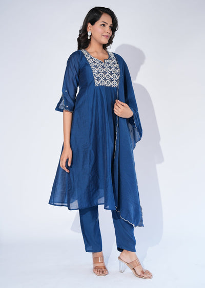Blue Silk Anarkali Suit