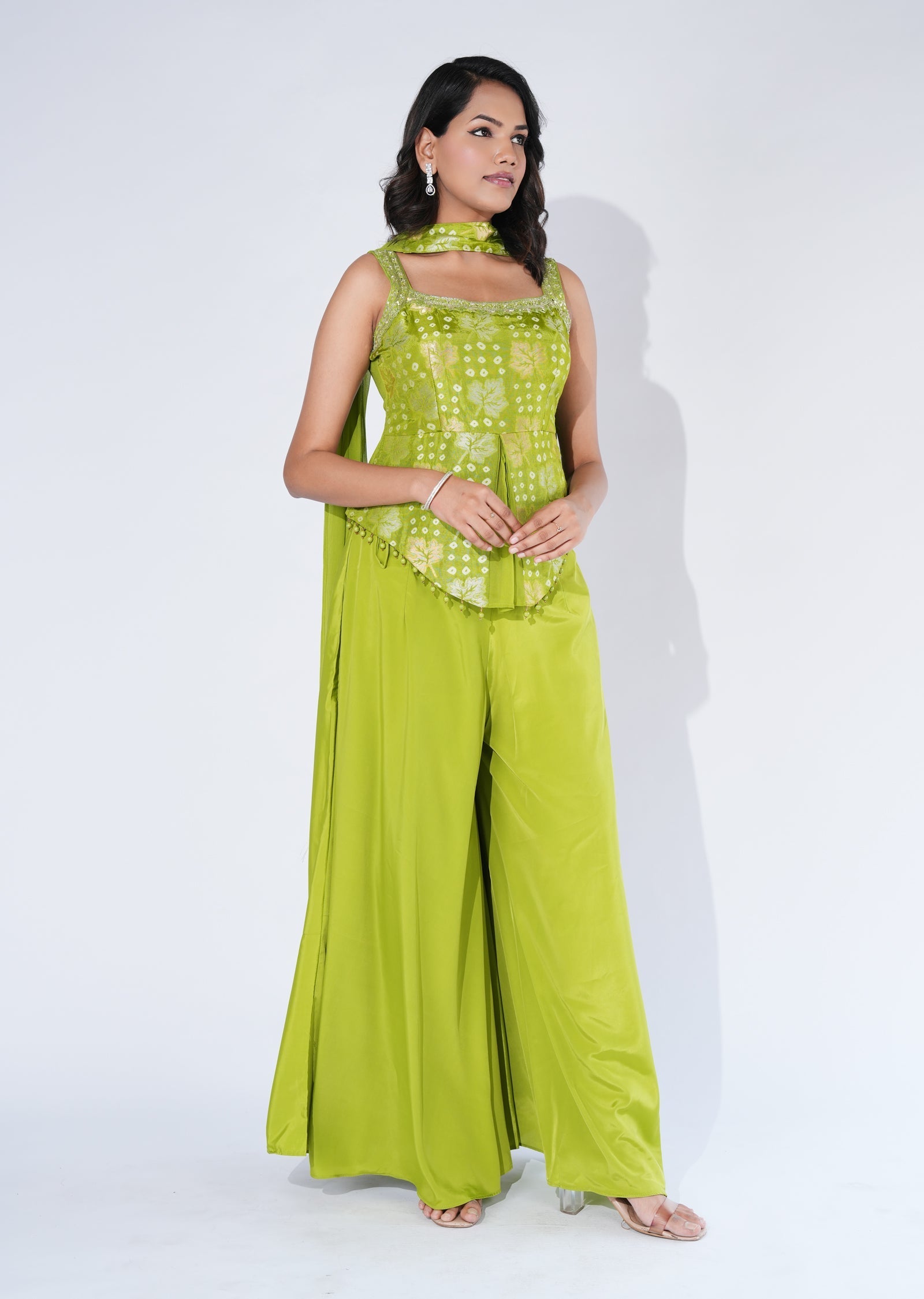 Green Georgette Sharara Set