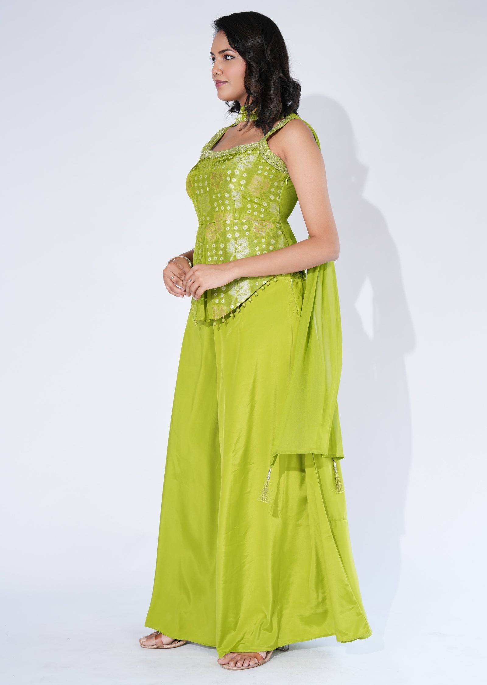 Green Georgette Sharara Set