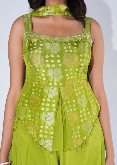 Green Georgette Sharara Set