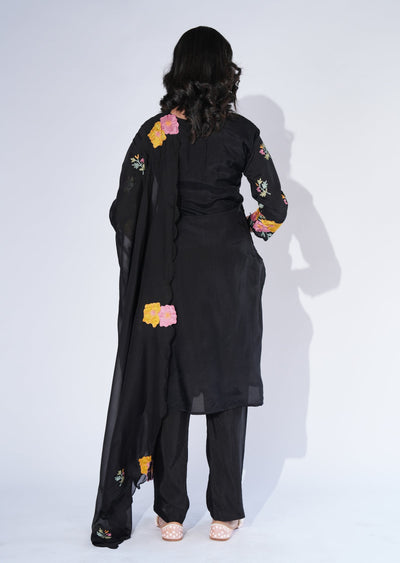 Black Silk Straight cut Suit