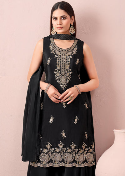 Black Chinnon Sharara set