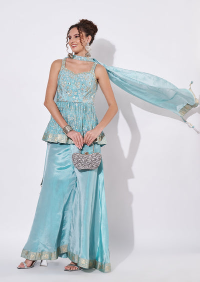 Blus Silk Sharara Set