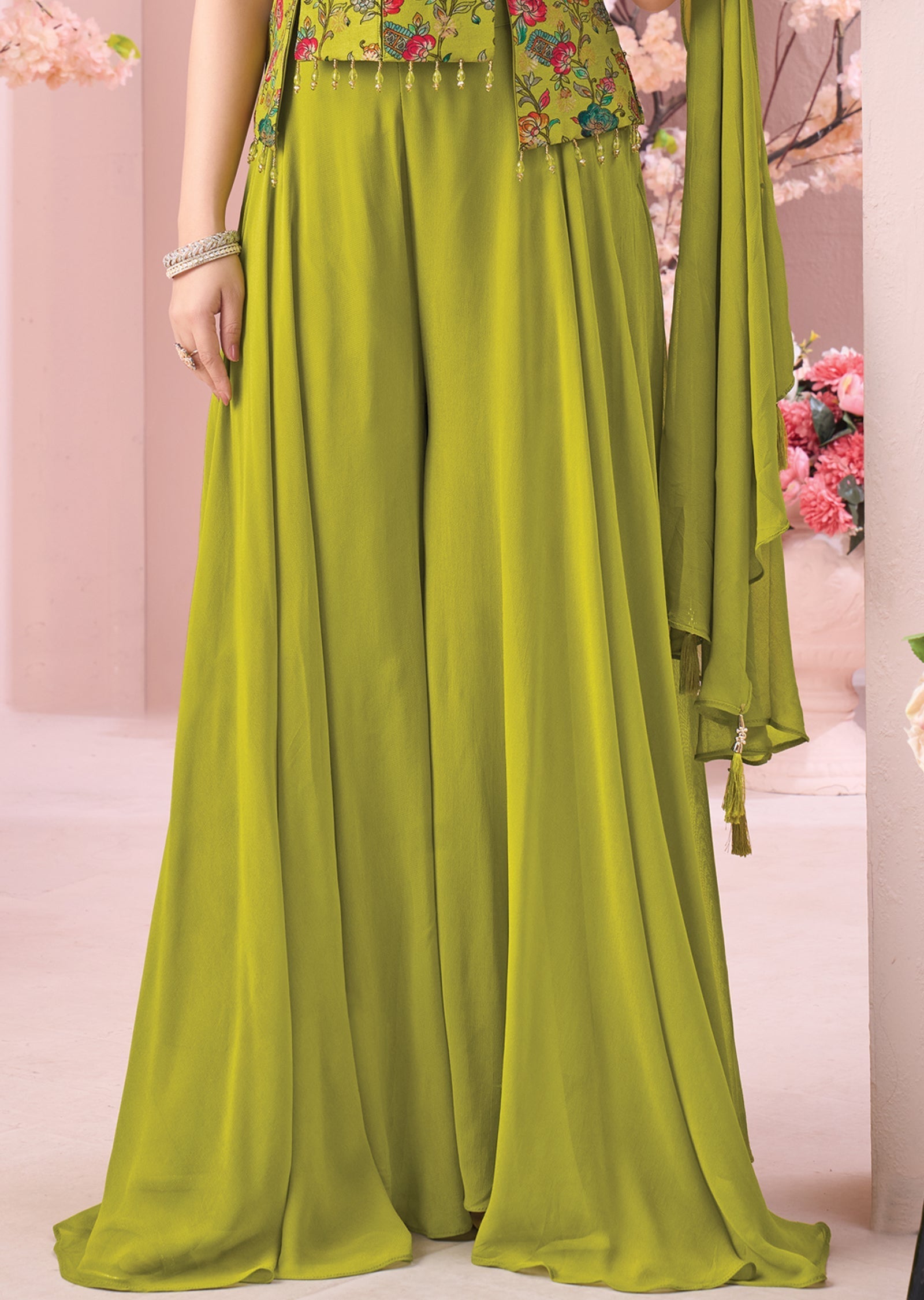 Green Silk sharara Set