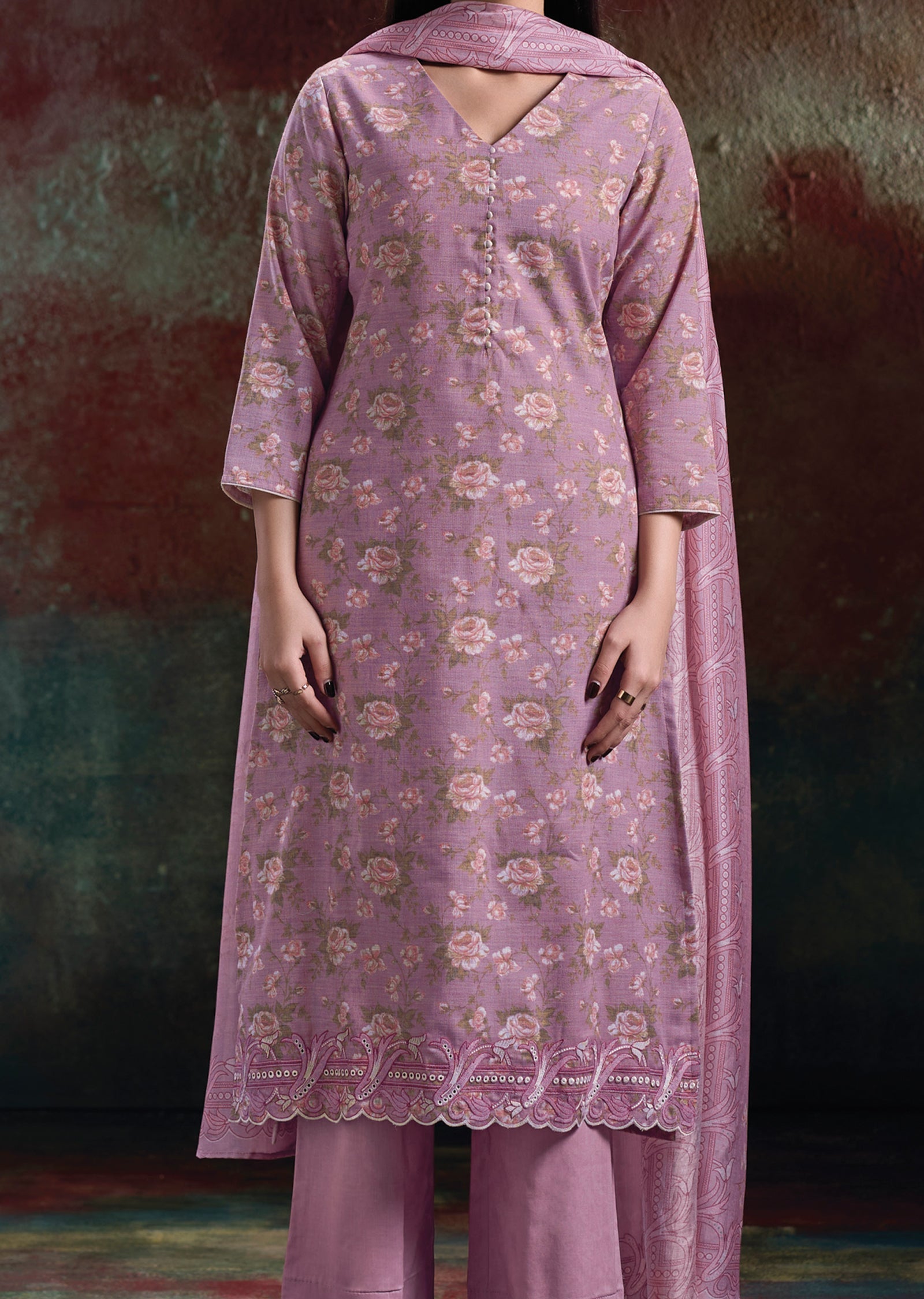 Pink Linen Cotton Straight cut Suit