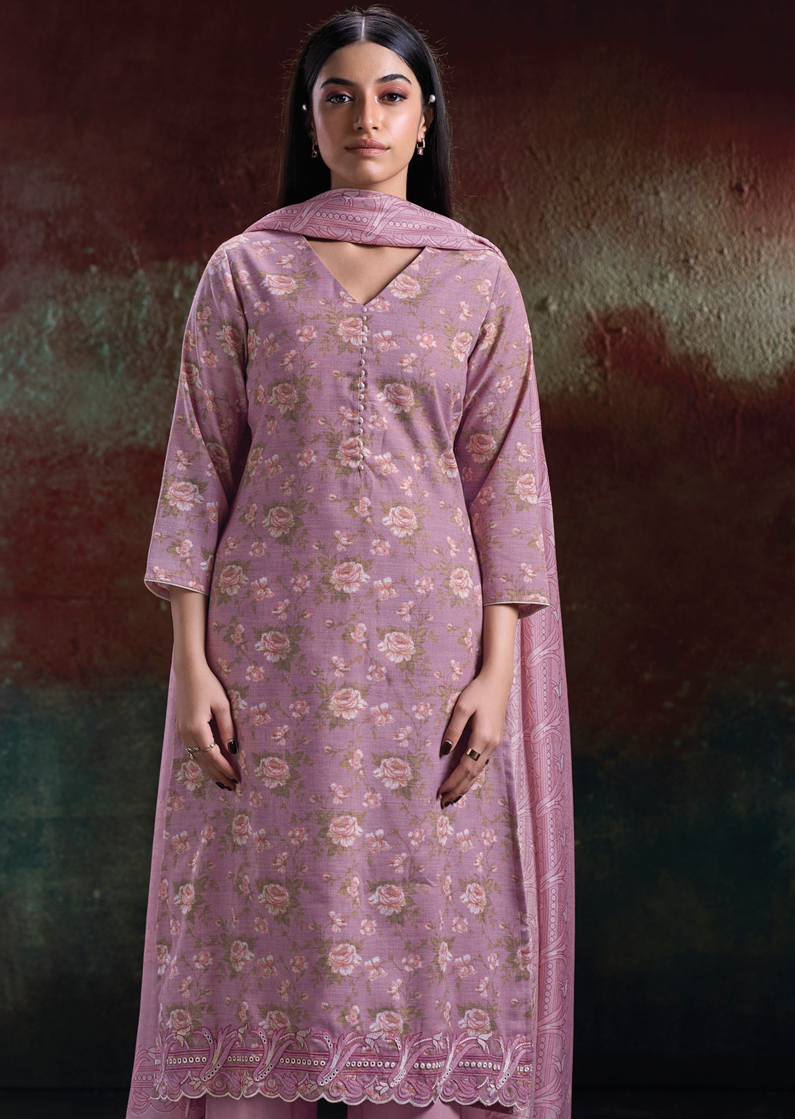 Pink Linen Cotton Straight cut Suit