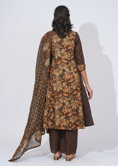 Brown Cotton Anarkali Suit