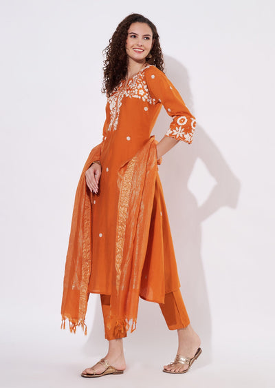 Rust Silk Anarkali Suit