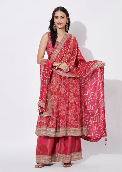 Pink Tissue Anarkali Suit