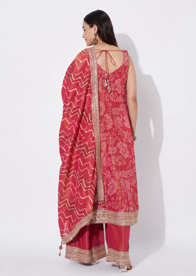 Pink Tissue Anarkali Suit