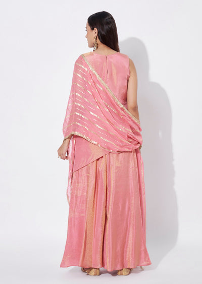 Pink Tissue Sharara Set