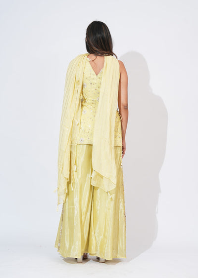 Yellow Tissue Sharara Set