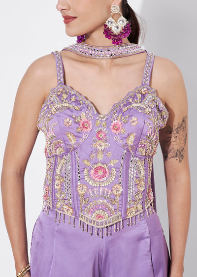 Lavender Silk Indowestern set