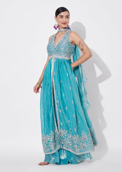 Aqua Anarkali Suit