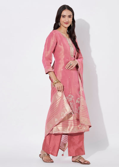 Light Pink Tissue Straight Cut Suit