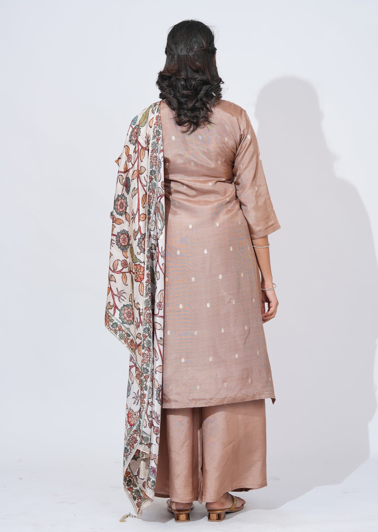 Brown Silk Sharara Set