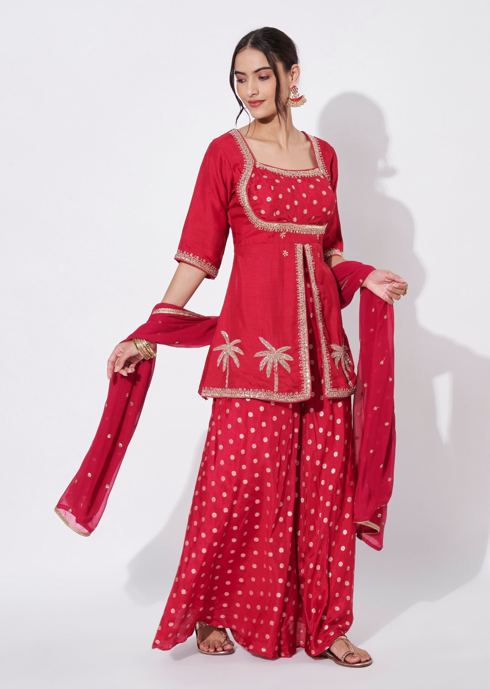 Pink Silk Sharara Set